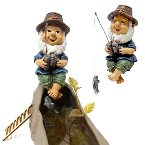 Gotyou Angelnder Zwerg Figur Gartenzwerg Deko Statue Harz