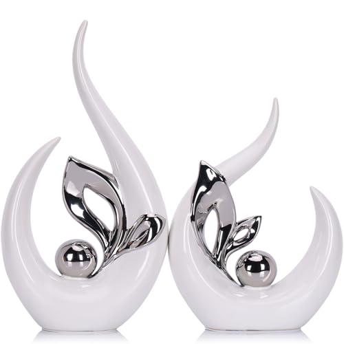 Lccck Moderne Wei E Silberne Keramik Skulptur Abstrakte