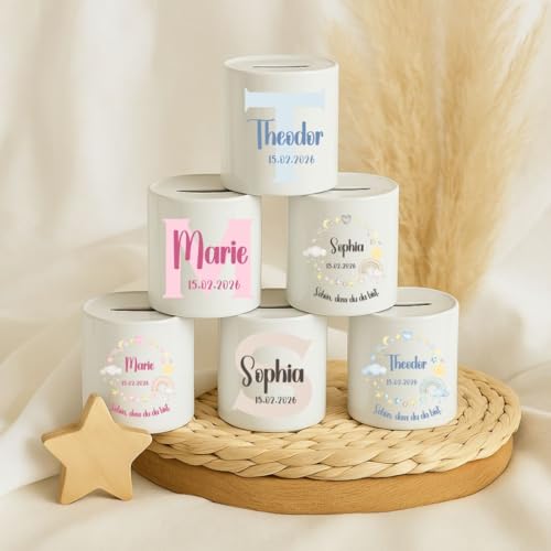 Personalisierte Spardose Keramik Mit Namen Und Geburtsdatum Fuer