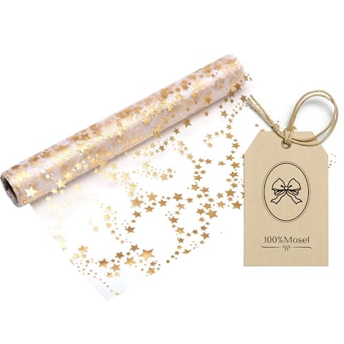 100 Mosel Organza Tischl Ufer Sterne In Gold