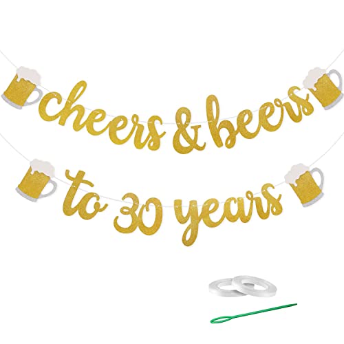 Hcrxvv Cheers To 30 Years Girlande Glitzerbanner Banner