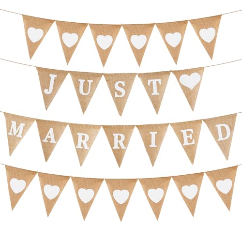 Just Married Girlande Herz Deko Wimpelkette Hochzeit Frauen