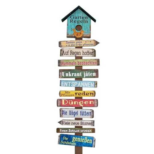 Spetebo Holzschild Gartenregeln Mit 11 Schildern 99 Cm