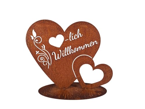 Bornh Ft Edelrost Herz Willkommen Schild Gartendekoration Rostige