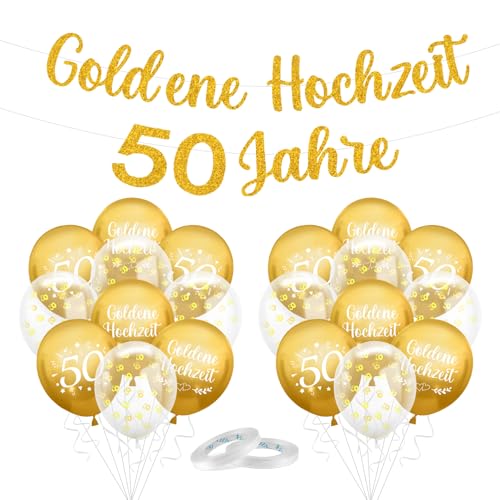 Goldene Hochzeit Deko Set 50 Gold Luftballons Set