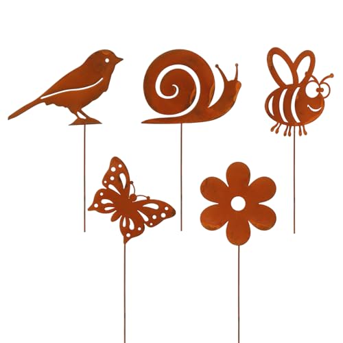 Augesak Gartendeko Rost 5 St Ck Gartenstecker Metall