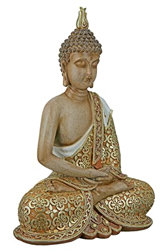 Gilde Deko Figur Skulptur Buddha Sitzend Dekoration Wohnzimmer