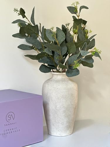 Sannali Keramikvase Mit K Nstlichen Eukalyptuszweigen 84 Cm