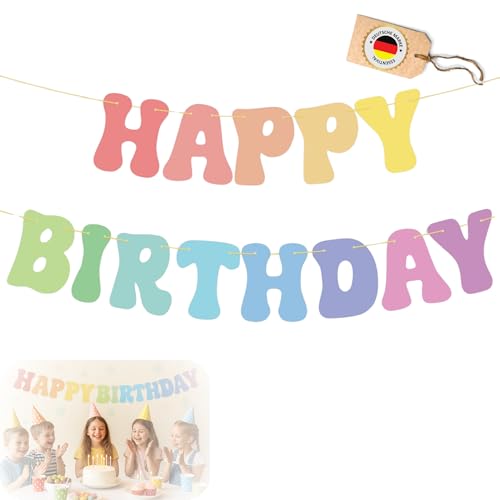 Essentival Happy Birthday Girlande Banner Bunt Geburtstag Deko