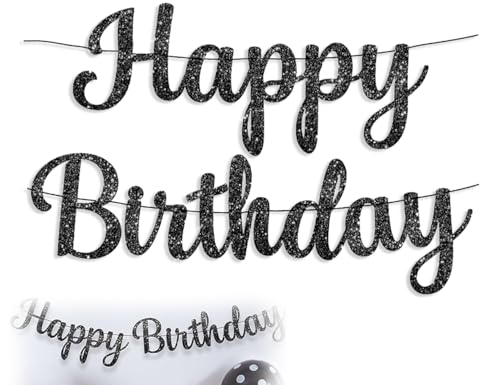 Emezddo Happy Birthday Banner Glitzerschrift Geburtstage Girlande Geburtstagsdeko