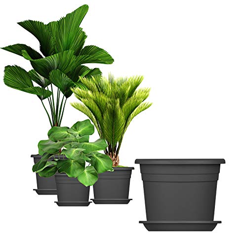 Bigdean 3x Blumentopf 30 Cm Farbe Anthrazit Untersetzer