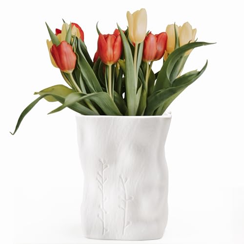 Autumnlife Vase Keramik Wei 16 Cm Blumenvasen Unregelm