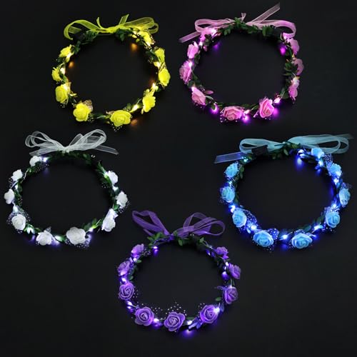 Editbar 5pcs Led Blumenkrone Stirnb Nder Leuchtender Rosen