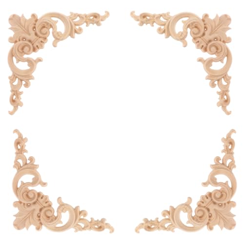 Vorcool 4 St Ck Massivholz Blumen Ornamente Holz