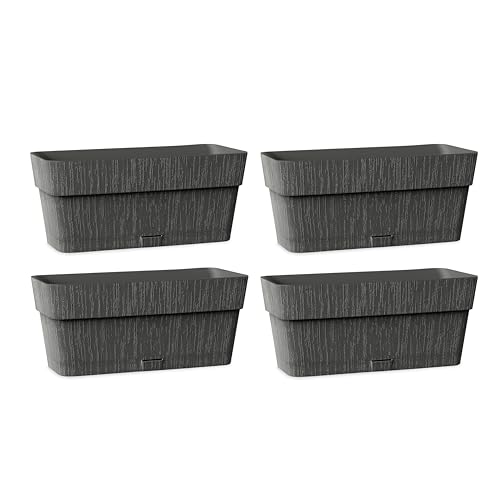 Kigima Pflanzenkasten 4er Set 30x13x12 Anthrazit Robuster Blumenkasten