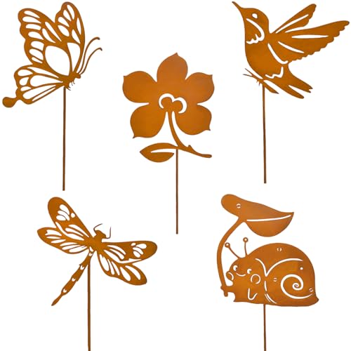 Ljevandria Gartendeko Rost 5 Er Gartenstecker Metall Schmetterling