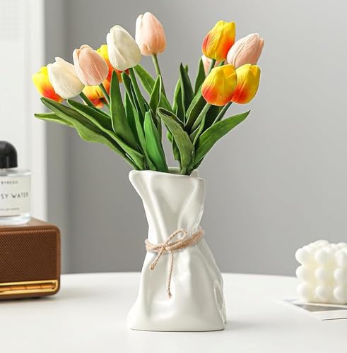 Fowseek 15 2 Cm Wei E Keramikvase Unregelm