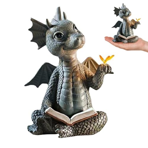 Tqpxzo Gartendrachen Figuren Deko Kunstharz Drachenskulptur Garten Offene