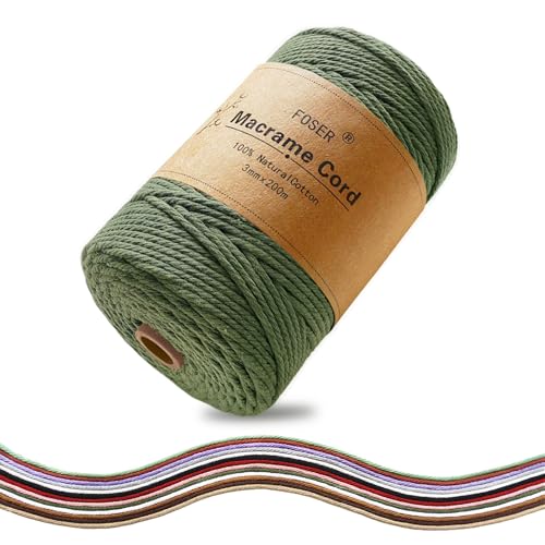 Foser Premium Makramee Garn 3mm 200m Baumwollgarn Baumwollkordel