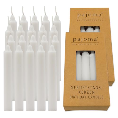 Pajoma 20x Geburtstagskerzen In Wei Hochwertige Spitzkerzen Wachsgewicht