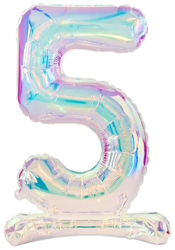 Folat 62950 Zahl Luftballon 5 Irisierende Holographische Stehender