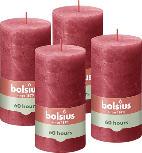 Bolsius Rustik Stumpenkerzen Rot 4 St Ck 13