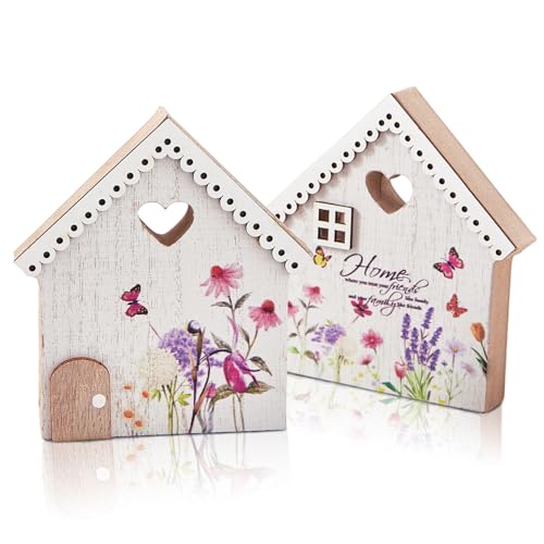 2 St Ck Holz Deko Haus F R