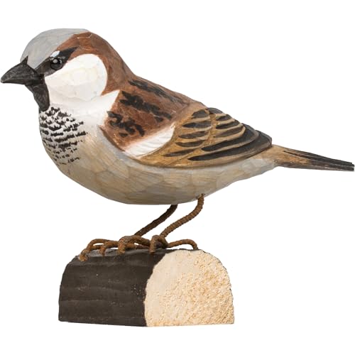 Wildlifegarden Wg434 Decobird Haussperling Handgeschnitzter Dekorative Vogel Aus