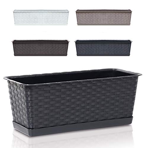 Blumenkasten Balkonkasten Blumentopf Rattan Optik Case P Untersetzer