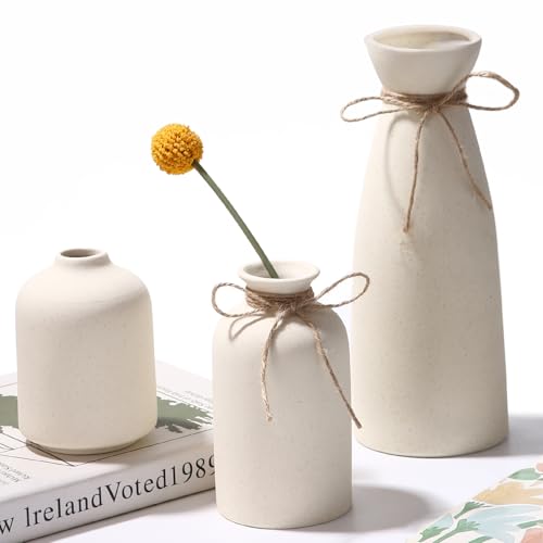 Zaxiva Beige Keramik Vasen 3er Set Nordische Moderne