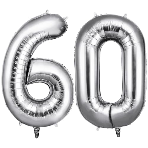 Offcup Zahlen Luftballon 60 Geburtstag Silber Folienballon Zahl
