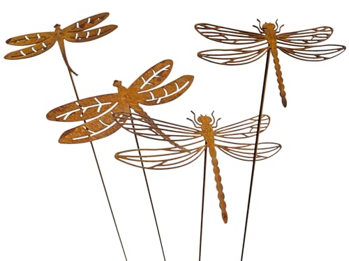 Bornh Ft Gartenstecker Libellen 4er Set Rostoptik Metall