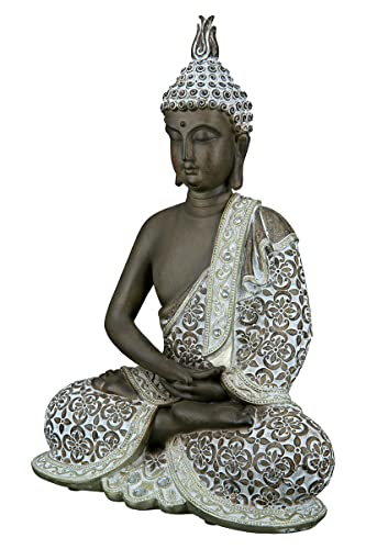 Gilde Deko Skulptur Buddha Figur Sitzend Meditation Braun