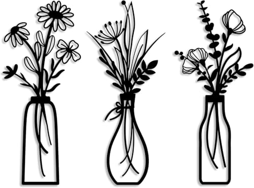 Zhxmall 3 St Ck Metall Blumen Wanddekoration Schwarze