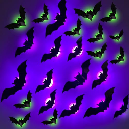 24 St Ck Halloween Deko Led Fledermauslichter 3d