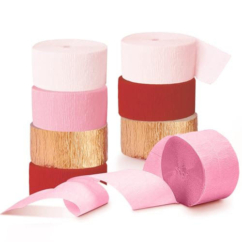 Nicrohome Eur Valentinstagsdekoration 8 Rollen Rosa Rot Krepppapier