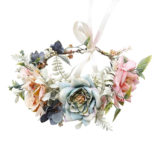 Brikuinr Blumenkrone Blumenkranz Hochzeit Haarkranz Blumenschein Boho Kopfschmuck
