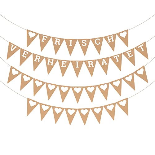 Ecooe Vintage Frisch Verheiratet Banner Just Married Girlande