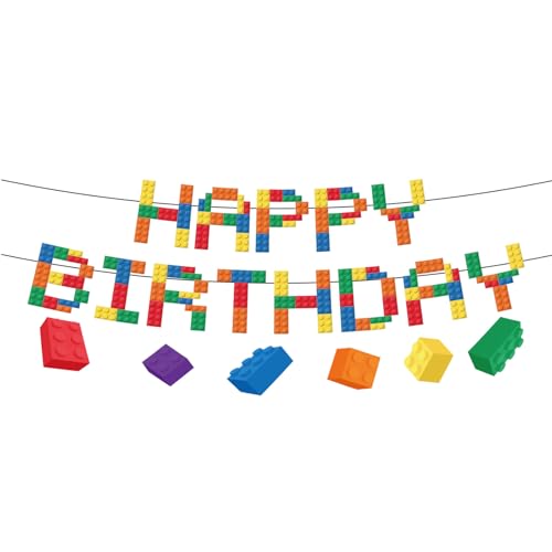 Tourima Bausteine Happy Birthday Girlande Kindergeburtstag Geburtstagsgirlande M