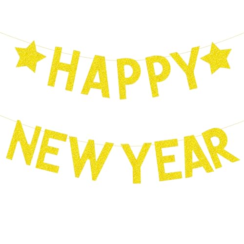 Happy New Year Girlande Gold Silvester Deko 2026
