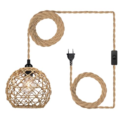 Rattan H Ngelampe Mit Stecker Steckdose Outdoor Lampe
