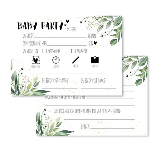 Gentle North Babyparty Spiele 25 Karten Beidseitig Bedruckt