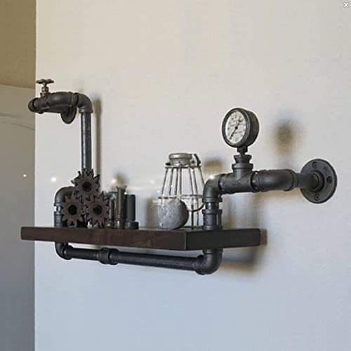 Fkkprvax Wandregal Industrial Schwarz Metall Regal Regal Holz