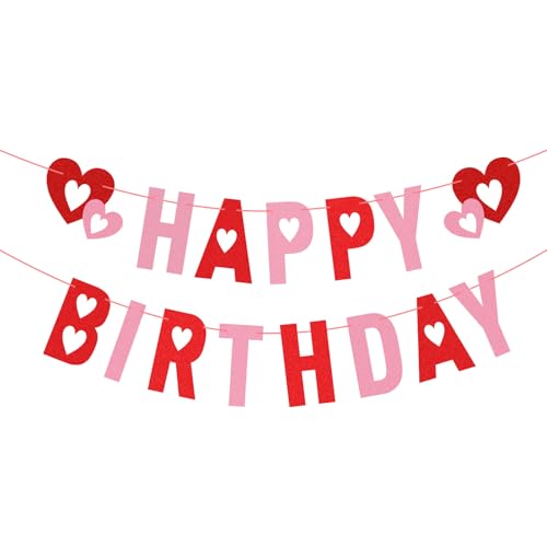 Valentinstags Dekoration Geburtstagsdeko Rot Glitzerndes Happy Birthday Banner