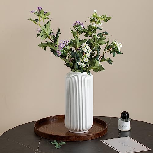 Gerippte Vase Wei 25 Cm Hoch Modern Blumenvasen