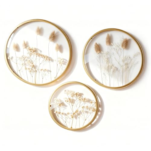 Wpajirzo Wanddeko Boho Stil Glasrahmen Mit Gepressten Trockenblumen