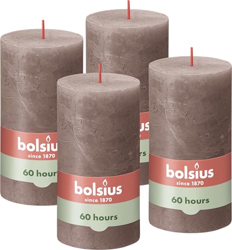 Bolsius Rustik Stumpenkerzen Taupe Set 4 St Ck