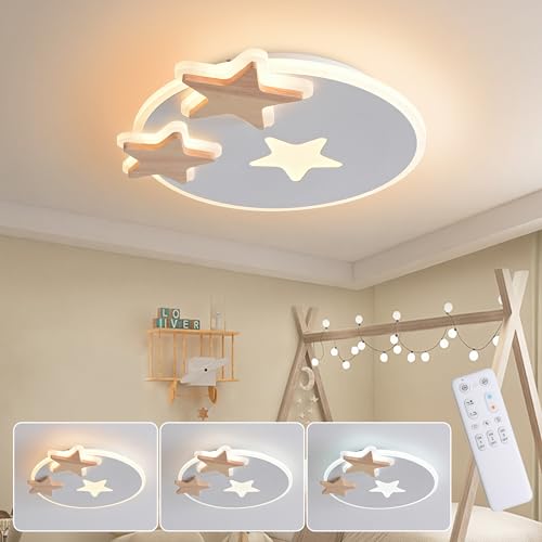 Yueeu 34cm Led Deckenleuchte Schlafzimmer Holz Kinderzimmer Lampe