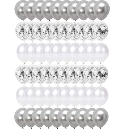Luftballons Silber Metallic Wei 60 St Ck Konfetti