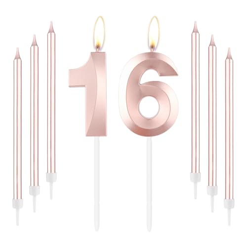 Rose Gold 16th Geburtstag Kerzen Rose Gold Zahl